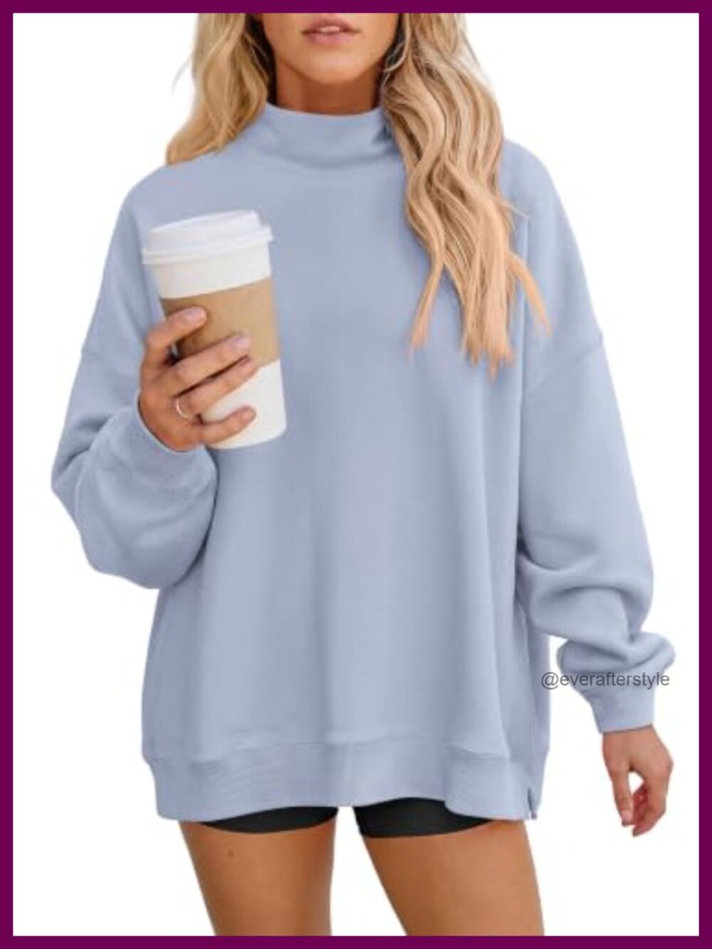 Womens Oversized Mock Neck Sweatshirt Lightweight Pullover Fall Top